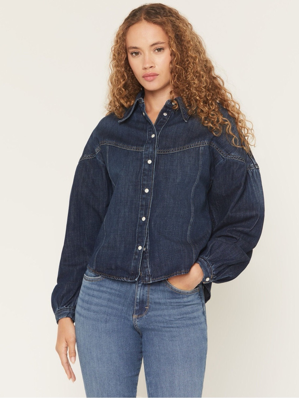 Wrangler Dark Blue Denim Shirt with Branded Hang Tag